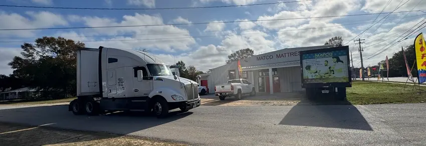 MATCO Mattress and Furniture showroom banner in Pensacola FL